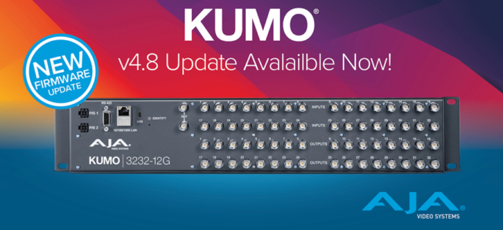 AJA_2024_KUMO_v4.8_Update_SM_Image_AJA_Logo_1200x630px-950×434