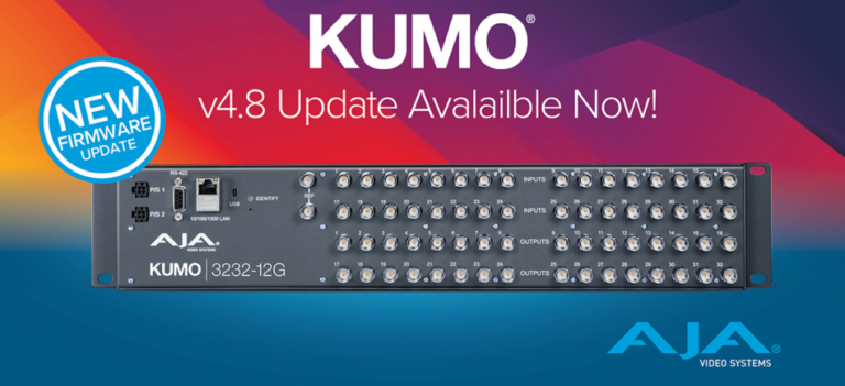 AJA_2024_KUMO_v4.8_Update_SM_Image_AJA_Logo_1200x630px-950×434
